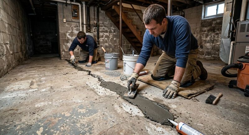 Cracked Basement Floor Repair in Hagerstown, MD
