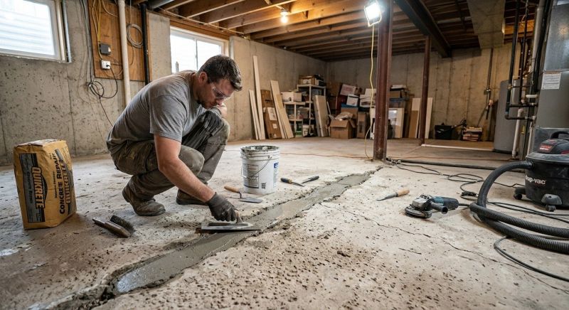 Cracked Basement Floor Repair in Hagerstown, MD