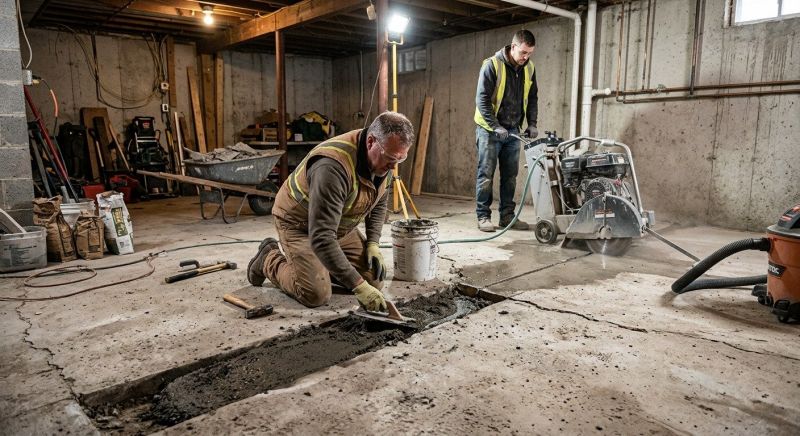 Cracked Basement Floor Repair in Hagerstown, MD